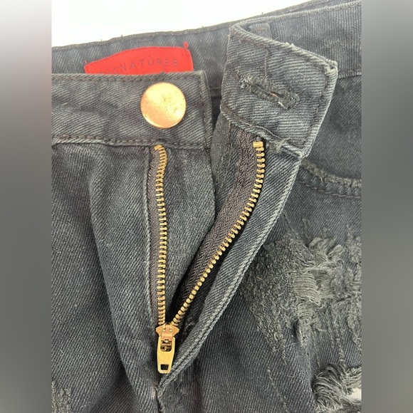 Signature 8 black ripped distressed denim mini skirt size s small 100% cotton - Picture 6 of 8